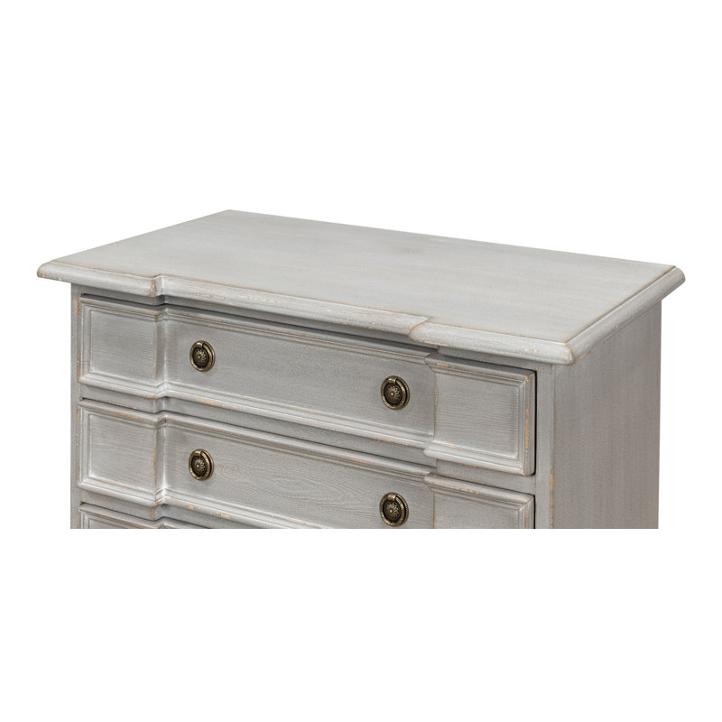 Gray Pine Antique Brass 4-Drawer Accent Chest