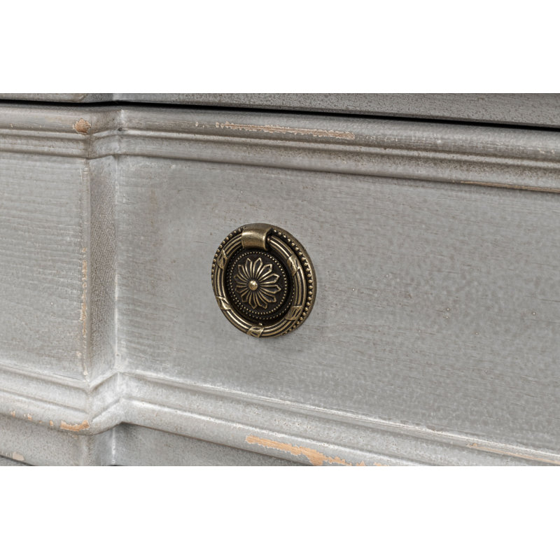 Gray Pine Antique Brass 4-Drawer Accent Chest