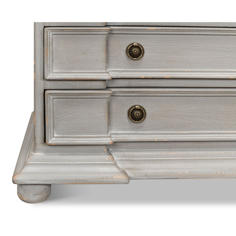 Gray Pine Antique Brass 4-Drawer Accent Chest