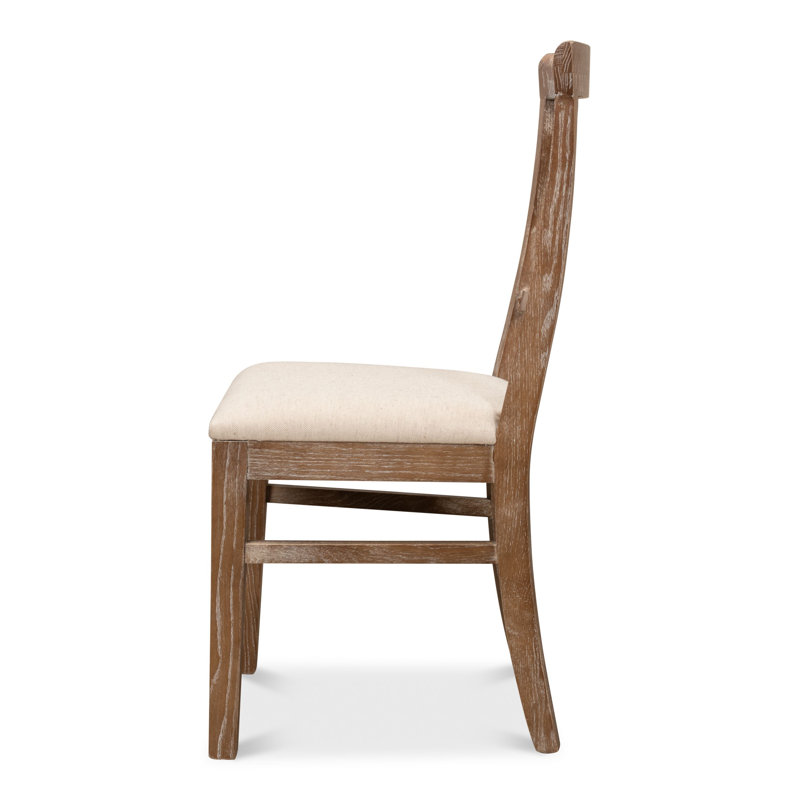 Monet's Sailcloth Beige Linen & Wood Upholstered Side Chair