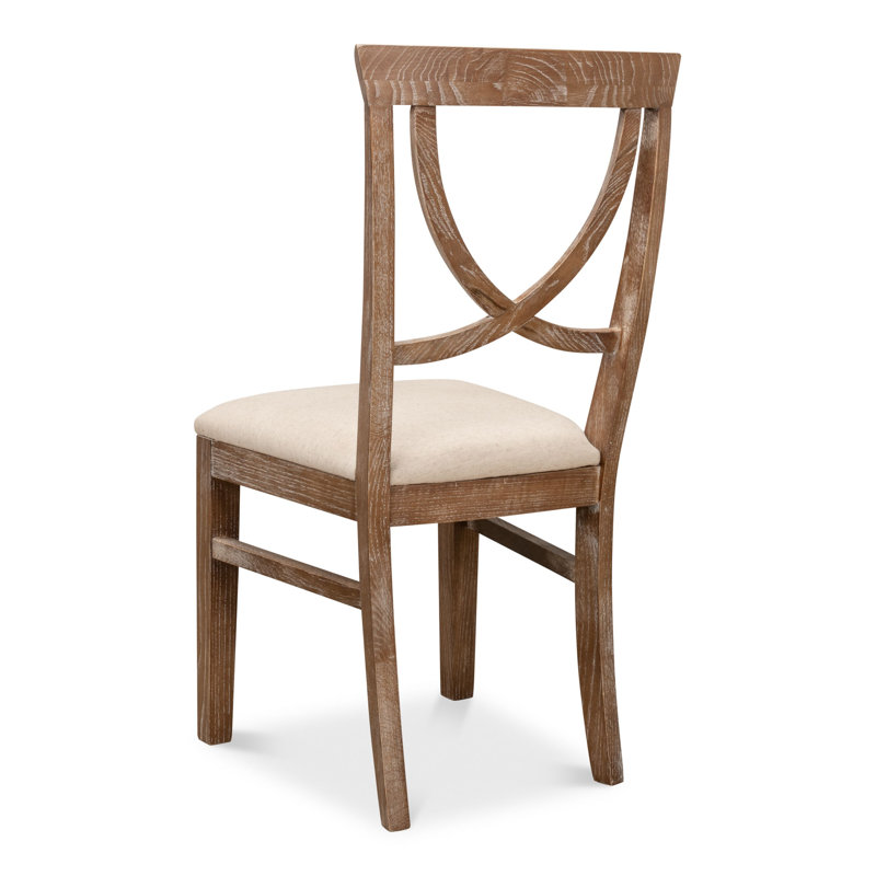 Monet's Sailcloth Beige Linen & Wood Upholstered Side Chair
