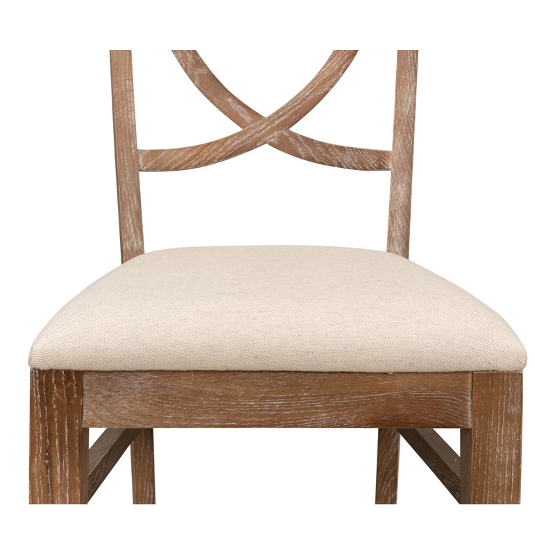 Monet's Sailcloth Beige Linen & Wood Upholstered Side Chair
