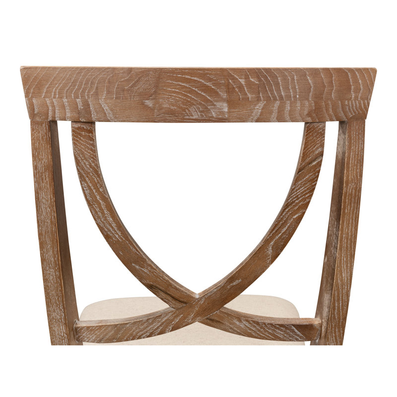 Monet's Sailcloth Beige Linen & Wood Upholstered Side Chair