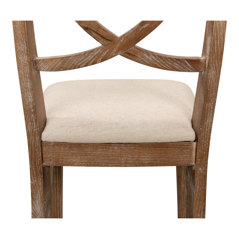 Monet's Sailcloth Beige Linen & Wood Upholstered Side Chair