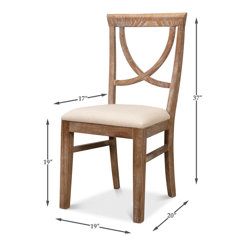 Monet's Sailcloth Beige Linen & Wood Upholstered Side Chair