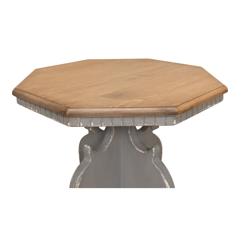 Traditional Octagonal Green Wood & Metal Side Table with Storage