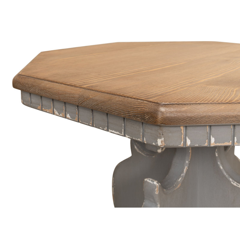Traditional Octagonal Green Wood & Metal Side Table with Storage
