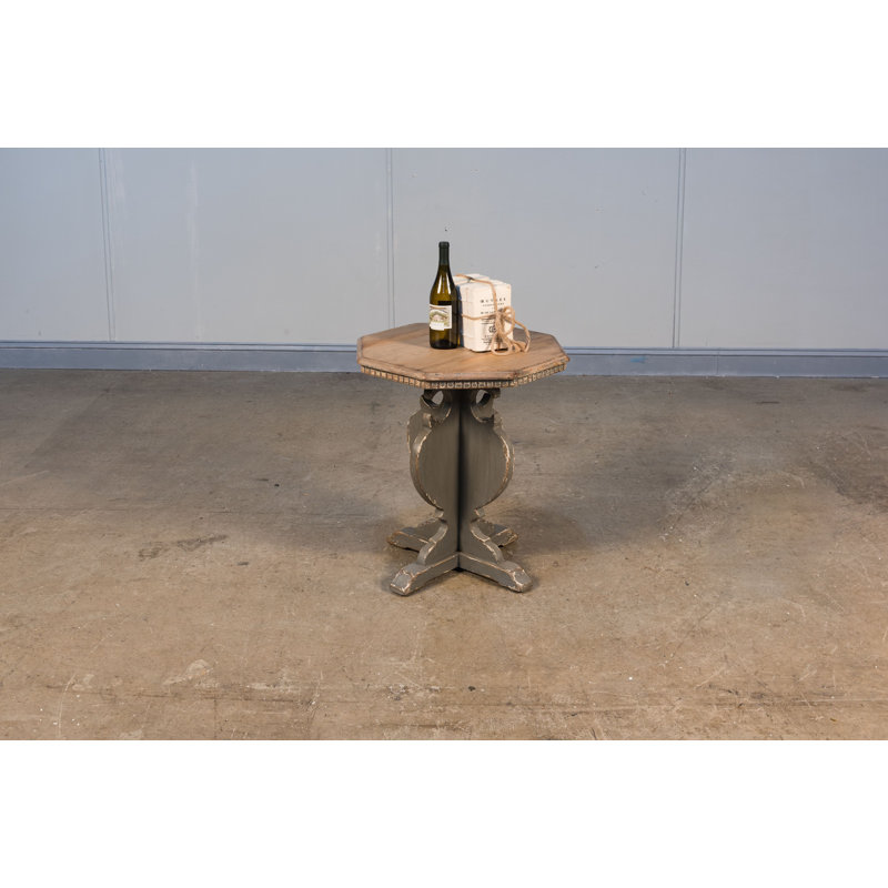 Traditional Octagonal Green Wood & Metal Side Table with Storage