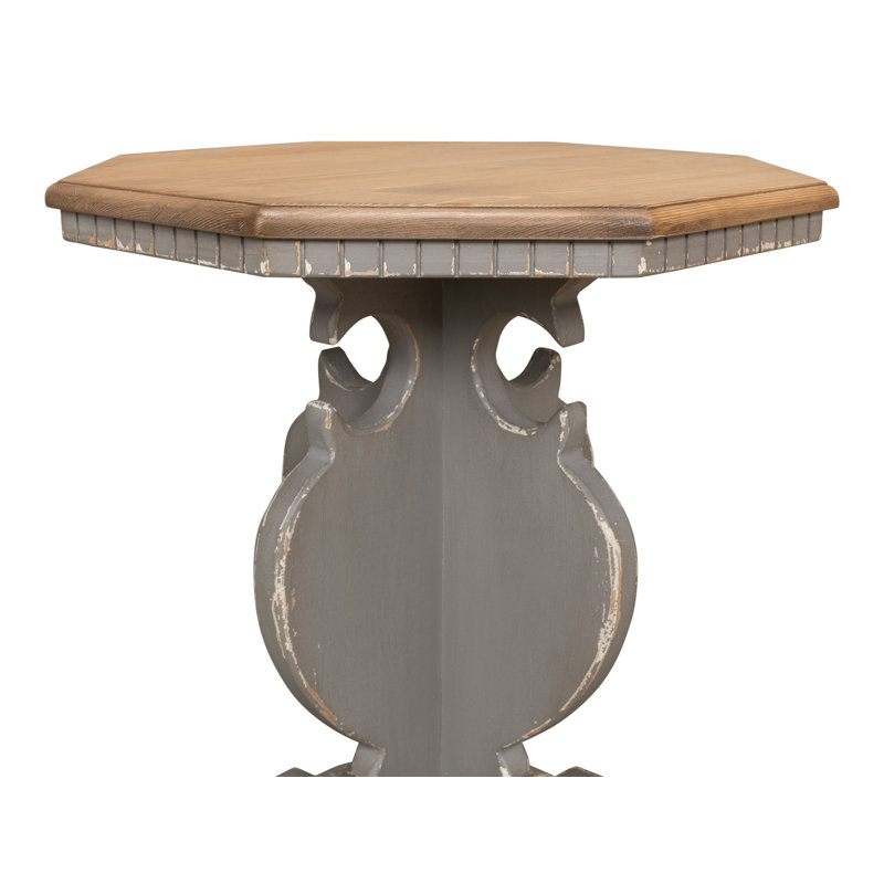 Traditional Octagonal Green Wood & Metal Side Table with Storage