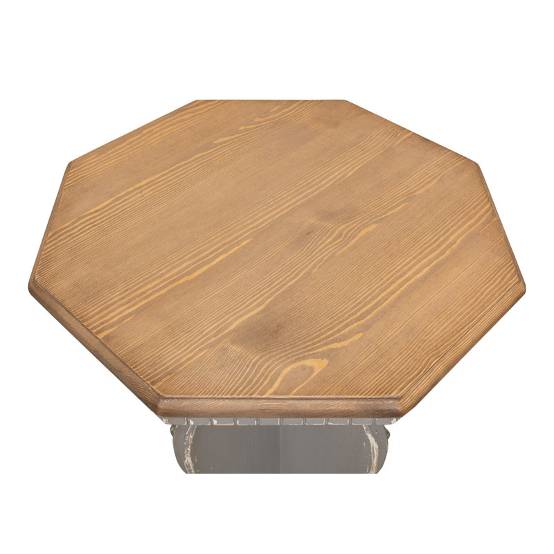 Traditional Octagonal Green Wood & Metal Side Table with Storage