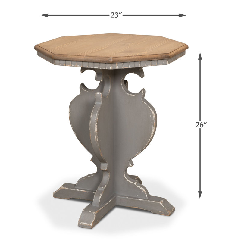 Traditional Octagonal Green Wood & Metal Side Table with Storage