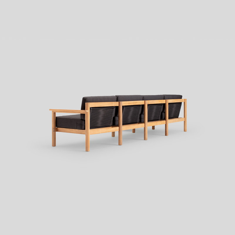 Haven 5-Piece Teak Outdoor Sectional with Charcoal Sunbrella Cushions