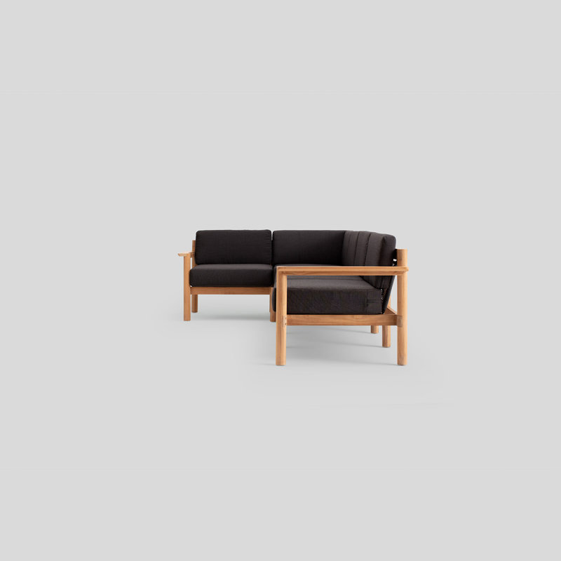 Haven 5-Piece Teak Outdoor Sectional with Charcoal Sunbrella Cushions