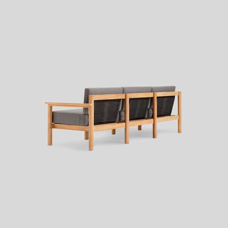 Haven 90'' Teak Outdoor Sofa with Greystone Sunbrella Cushions
