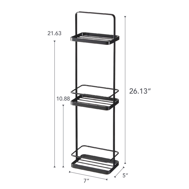 Compact Black Metal Freestanding Shower Caddy