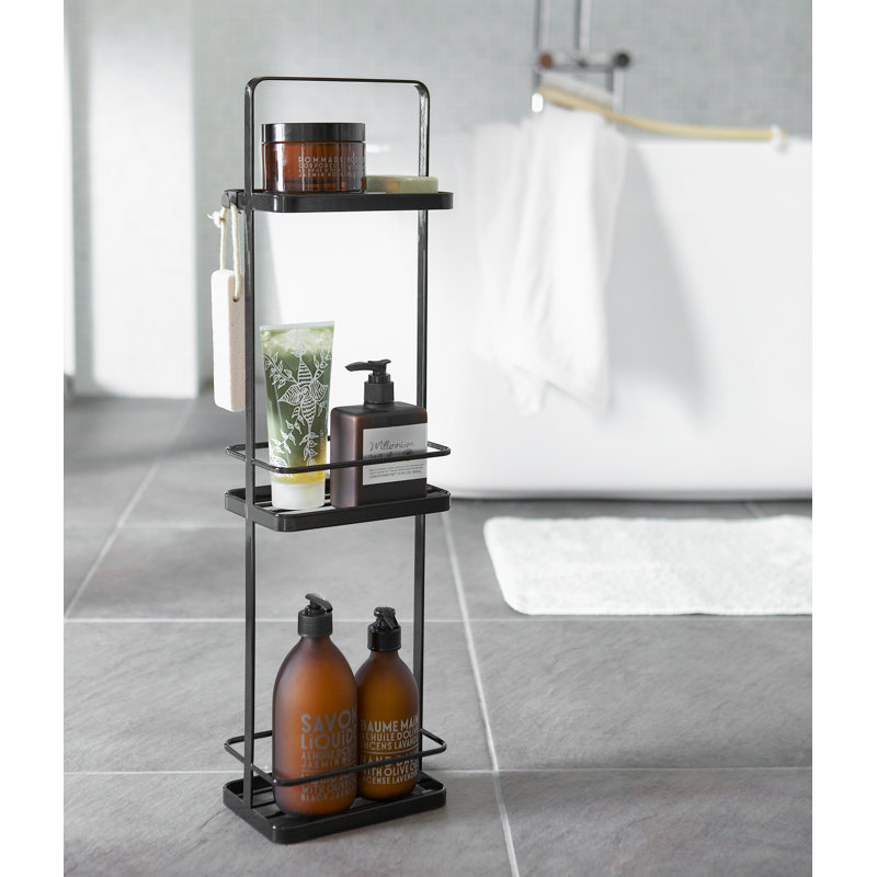 Compact Black Metal Freestanding Shower Caddy
