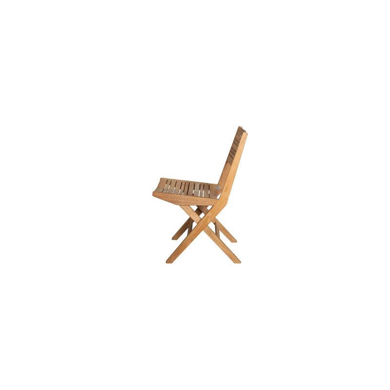 Teak Folding Patio Chair with Gray Cushions
