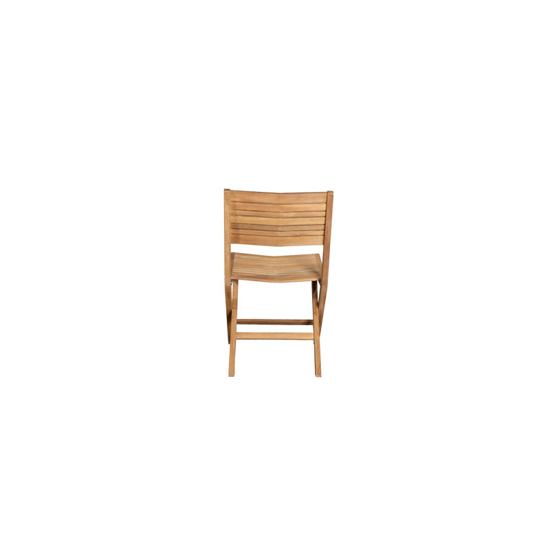 Teak Folding Patio Chair with Gray Cushions