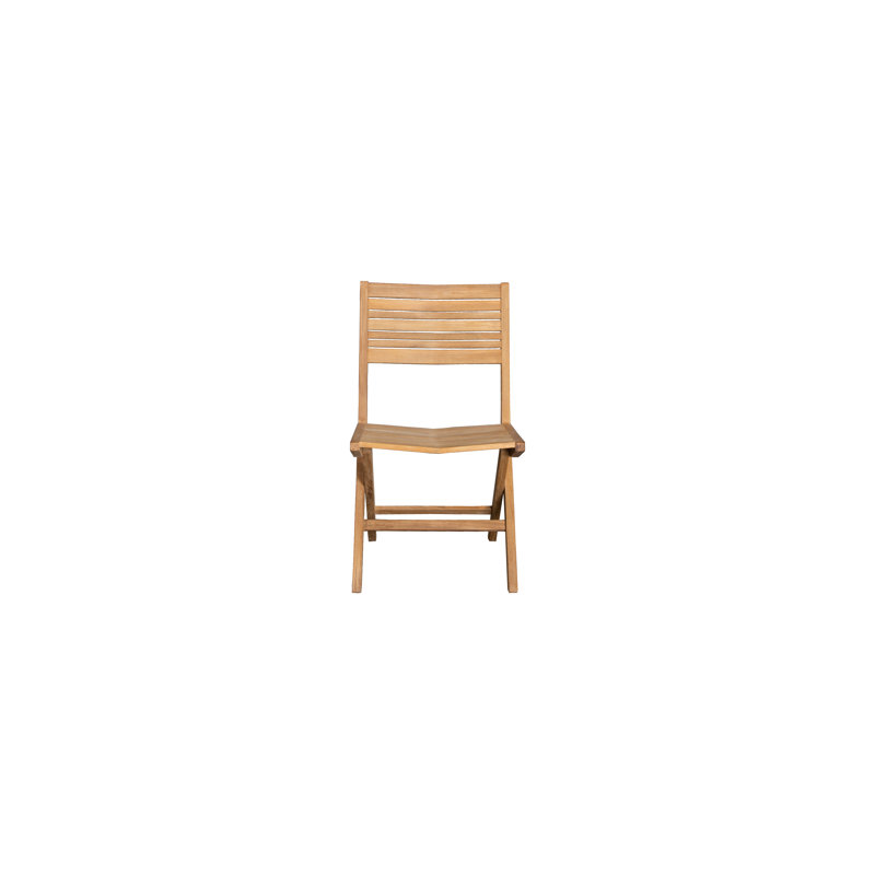 Teak Folding Patio Chair with Gray Cushions