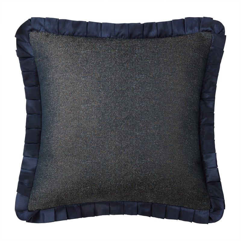 Navy and Gold Reversible Queen Comforter Set with Embroidery