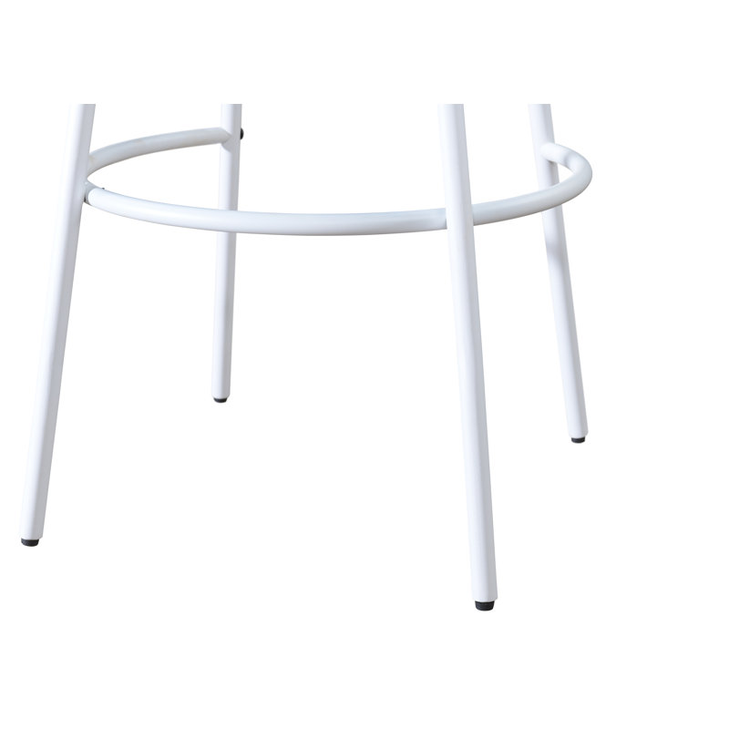 Milano 24" White Steel and Walnut Wood Finish Modern Barstool