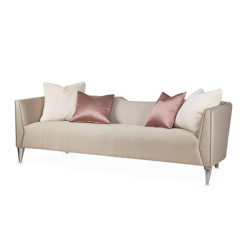 Linea 100'' Gray Velvet and Fabric Stationary Sofa
