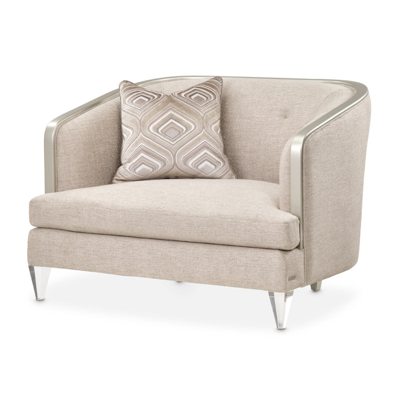Beige Upholstered Accent Chair with Acrylic Feet