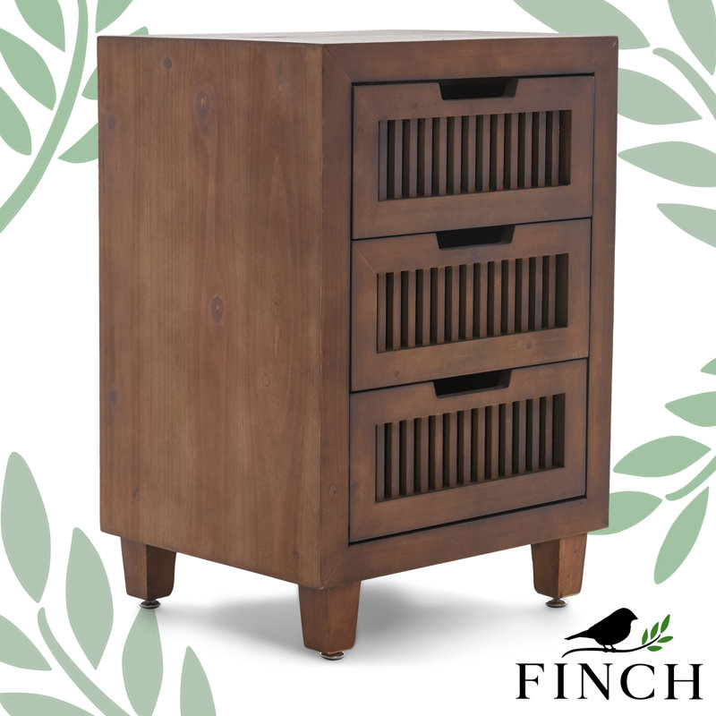 Sawyer Minimalist Ash Wood 3-Drawer Bathroom Cabinet in Walnut Brown