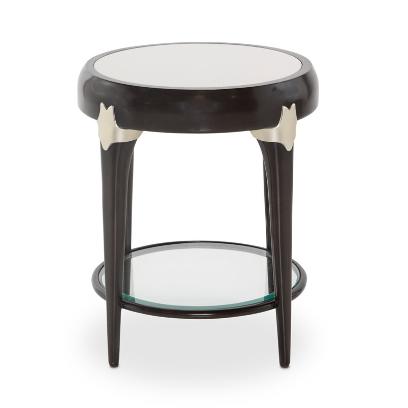 Paris Chic Espresso Round Wood & Glass Accent Table