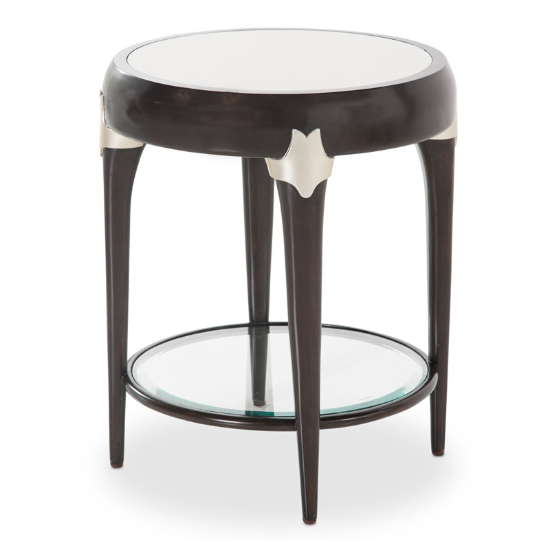 Paris Chic Espresso Round Wood & Glass Accent Table