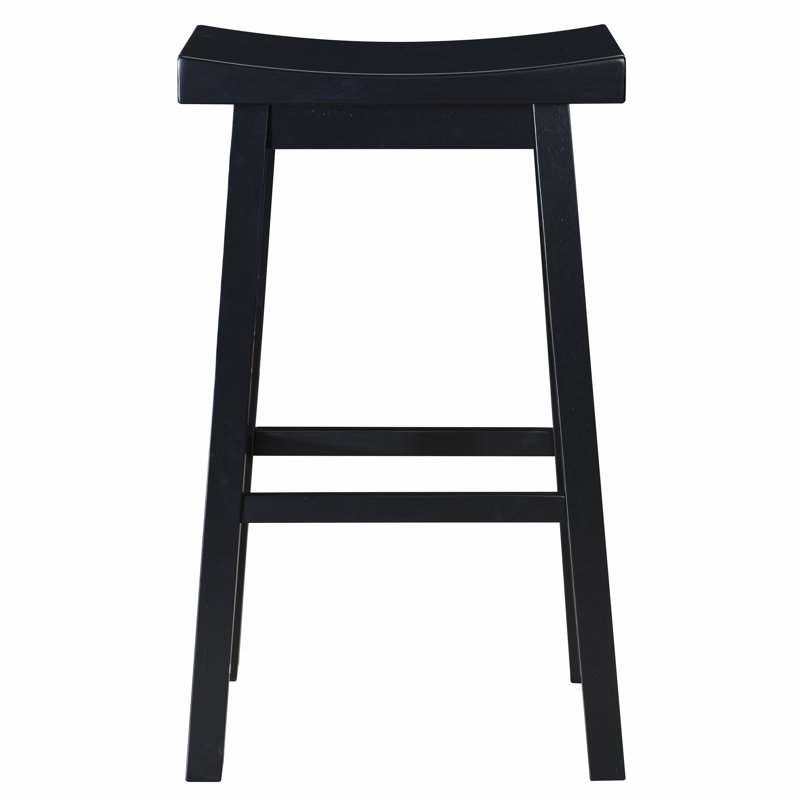 Lakewood 24" Black Rubberwood Saddle Barstool Set of 2