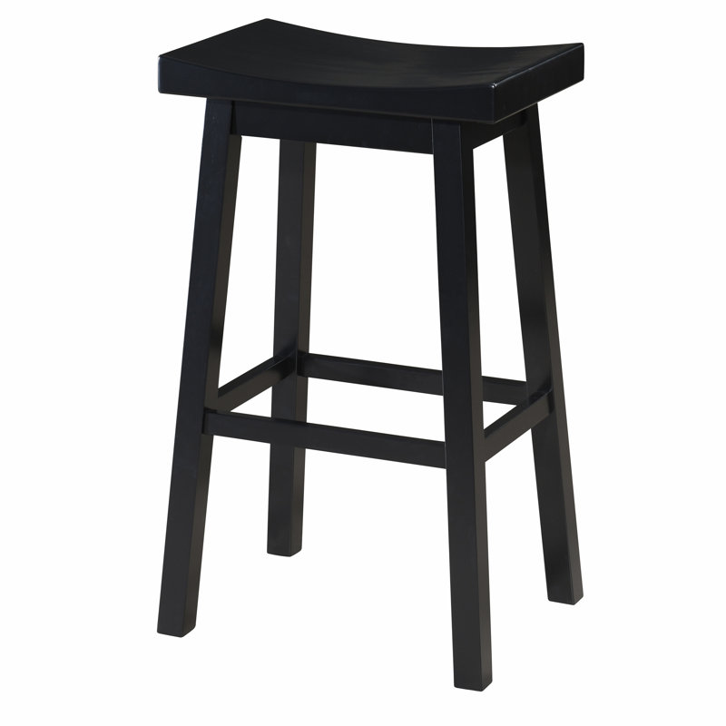 Lakewood 24" Black Rubberwood Saddle Barstool Set of 2