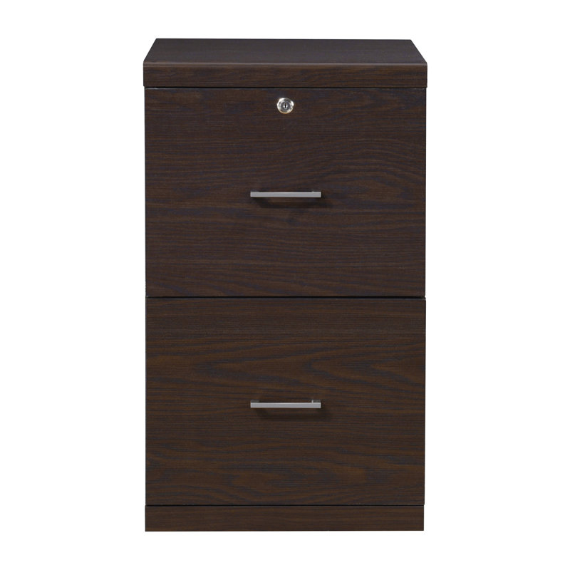 Espresso Alpine 2-Drawer Vertical Lockable File Cabinet