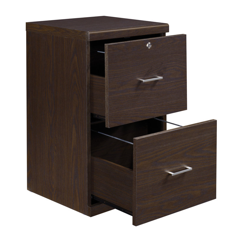 Espresso Alpine 2-Drawer Vertical Lockable File Cabinet