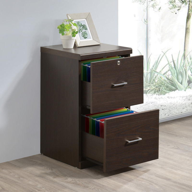 Espresso Alpine 2-Drawer Vertical Lockable File Cabinet