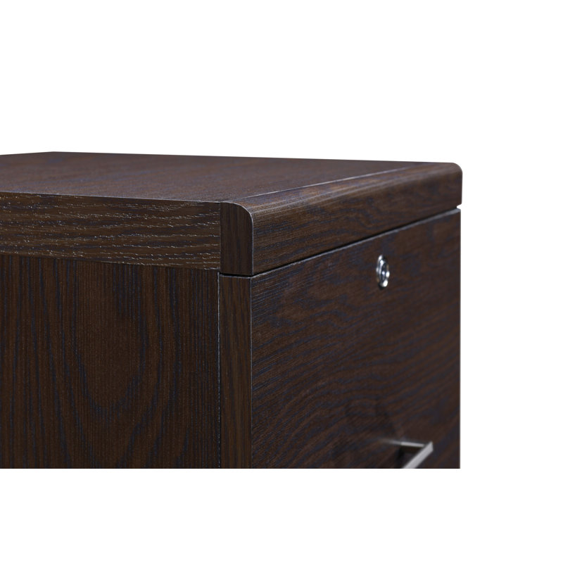 Espresso Alpine 2-Drawer Vertical Lockable File Cabinet