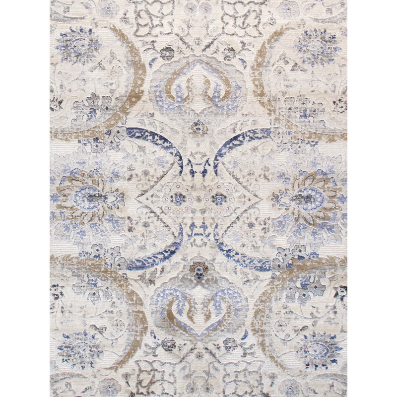 Elysian Ivory Beige 10' x 14' Easy-Care Synthetic Rectangular Rug