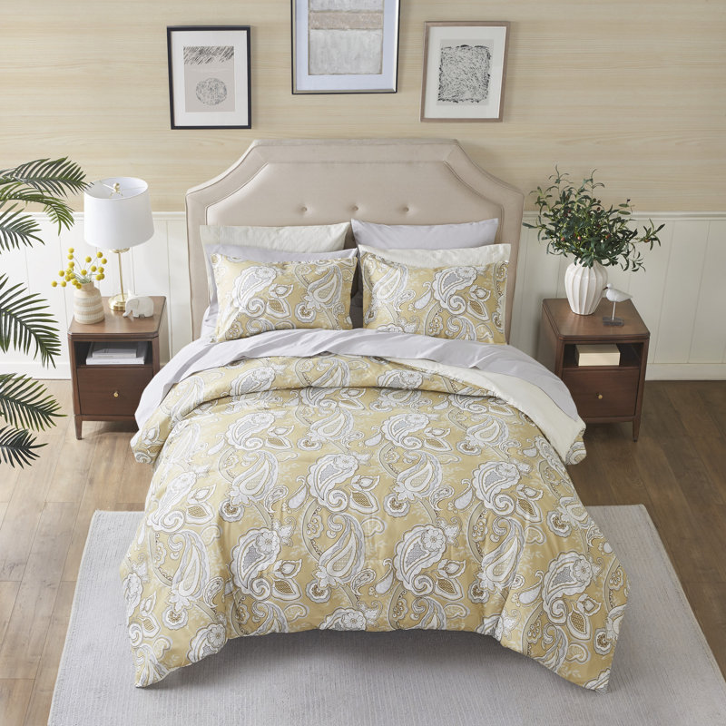 Queen Wheat Paisley Print Microfiber Bed in a Bag Set