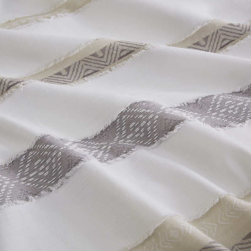 Neutral Clipped Jacquard Stripe Full/Queen Duvet Cover Set