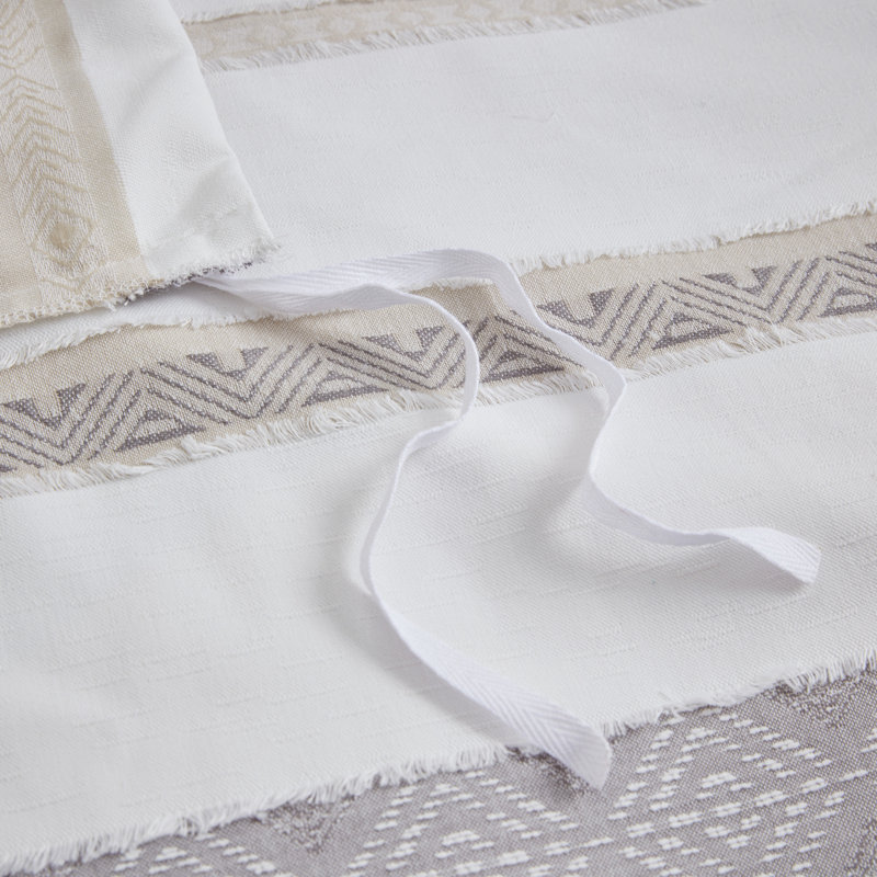 Neutral Clipped Jacquard Stripe Full/Queen Duvet Cover Set