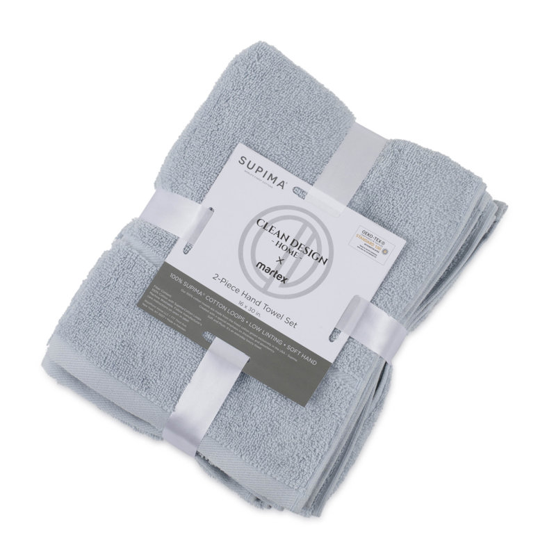 Blue Pima Cotton 2-Piece Hand Towel Set