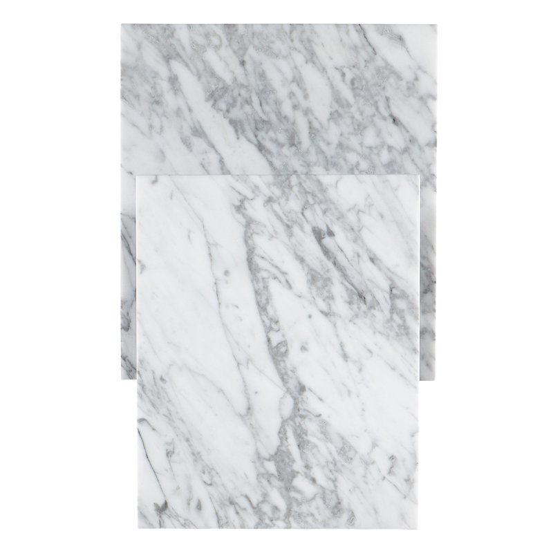 Carrara Marble and Silver Metal Rectangular End Table