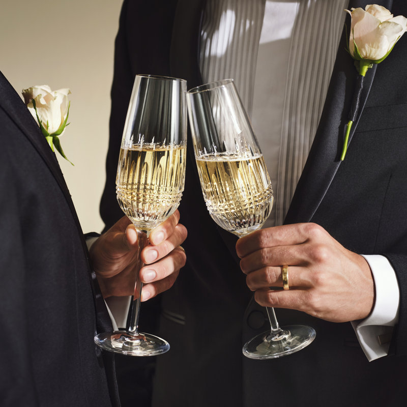 Radiant Diamond Essence 10.6" Crystal Champagne Flutes, Set of 2