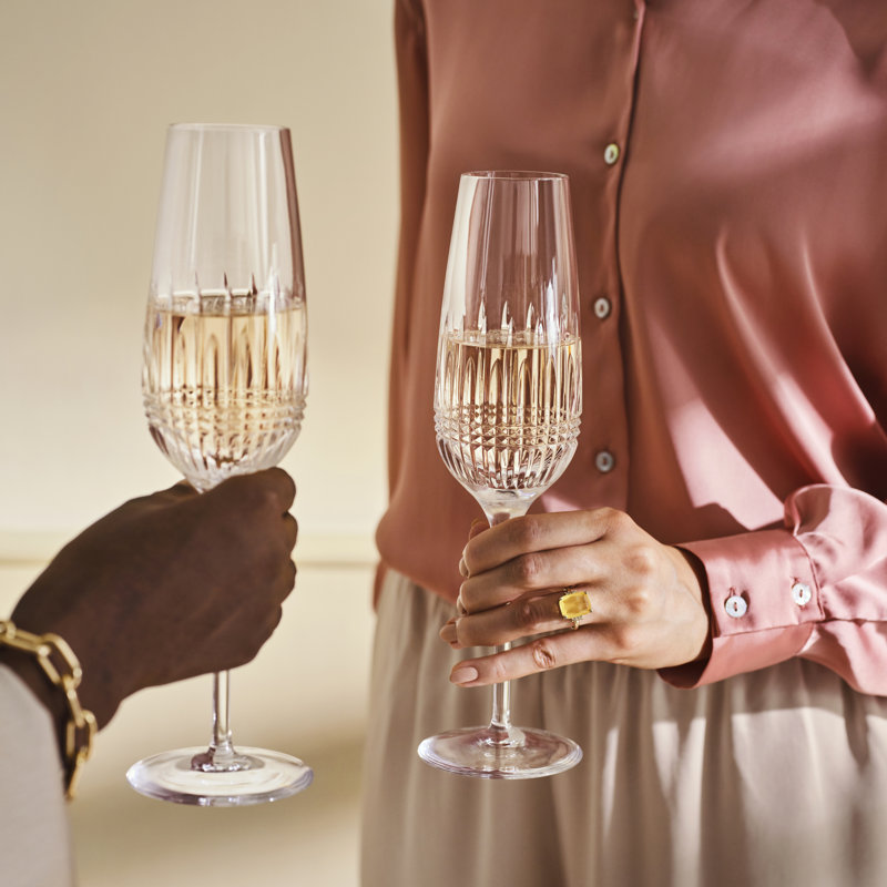Radiant Diamond Essence 10.6" Crystal Champagne Flutes, Set of 2