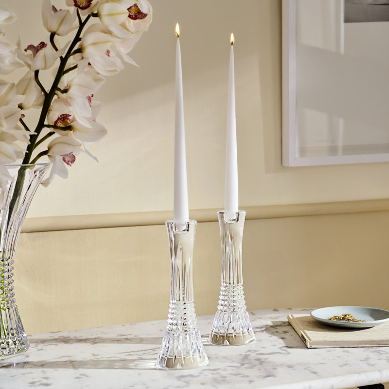 Radiant Crystal Lismore Diamond 10" Candlestick Pair