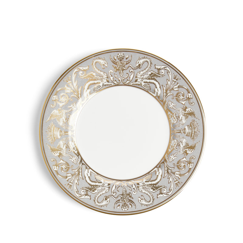 French Country Gray Porcelain Animal Print Salad Plate