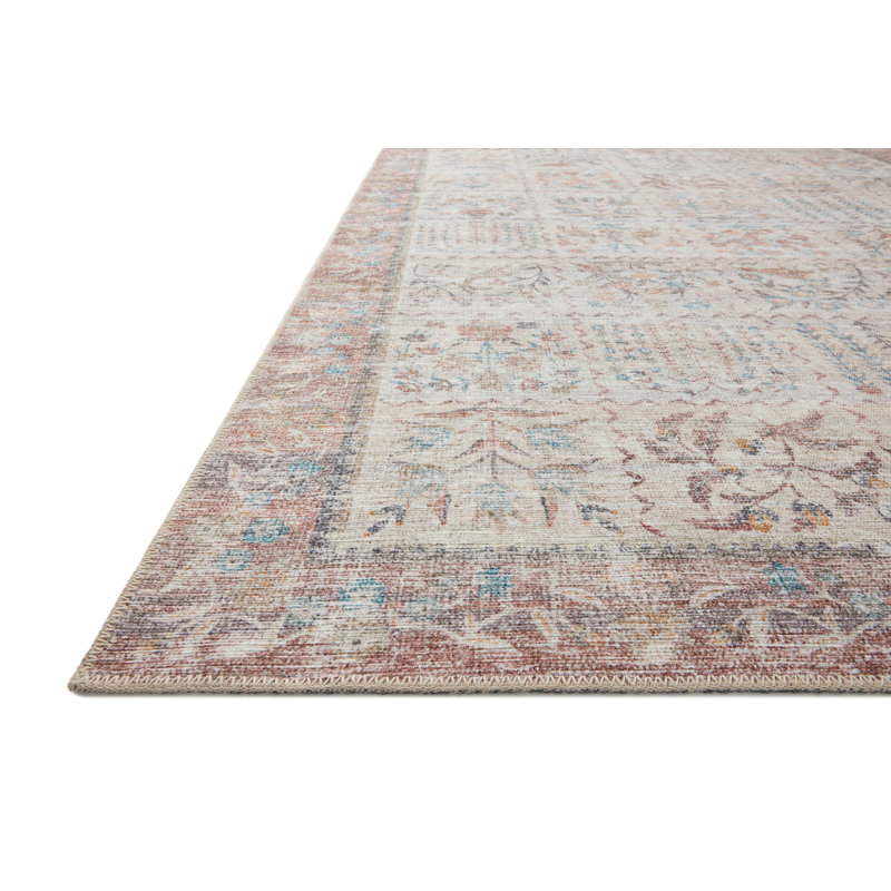 Maison Gallerie Cream Floral 3' Round Synthetic Area Rug