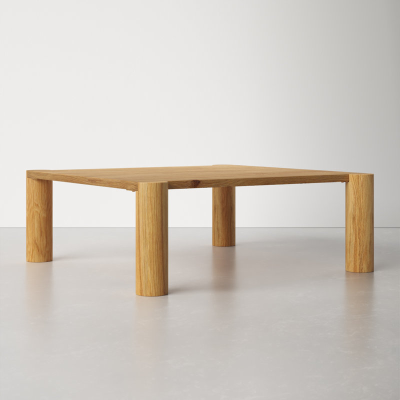 Post 36'' Natural White Oak Solid Wood Low-Slung Coffee Table