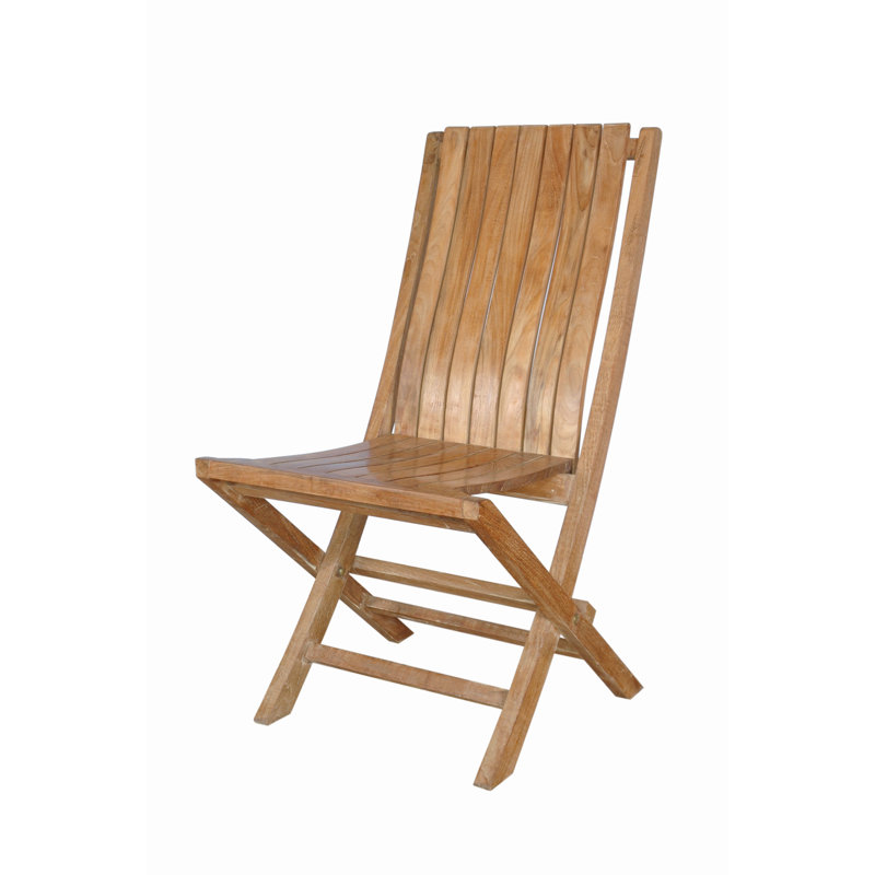 Teak Armless Outdoor Folding Dining Chair with Cushions