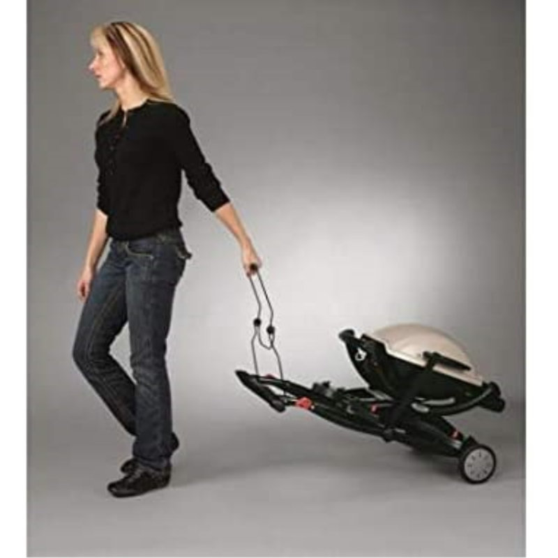 Black Steel Portable Grill Cart with Wheels